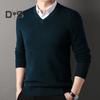 Podzim Zima Pánský svetr Výstřih do V Pletené Jednobarevné Pružný Svetr Střední délka Formální svetr business stylu