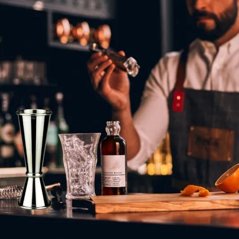 1 Stück Doppel-Cocktail-Jigger Japanisches Design Edelstahl Cocktailbar-Jigger 1oz/2oz Messbecher für Zuhause Party Club Bar Zubehör