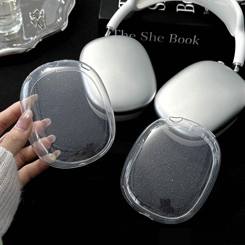 1Pair Headphone Case For Apple Airpods Max Protective Cover Glitter Sparkle Clear Tpu Soft Earphone Case For Apple Airpods Max 2