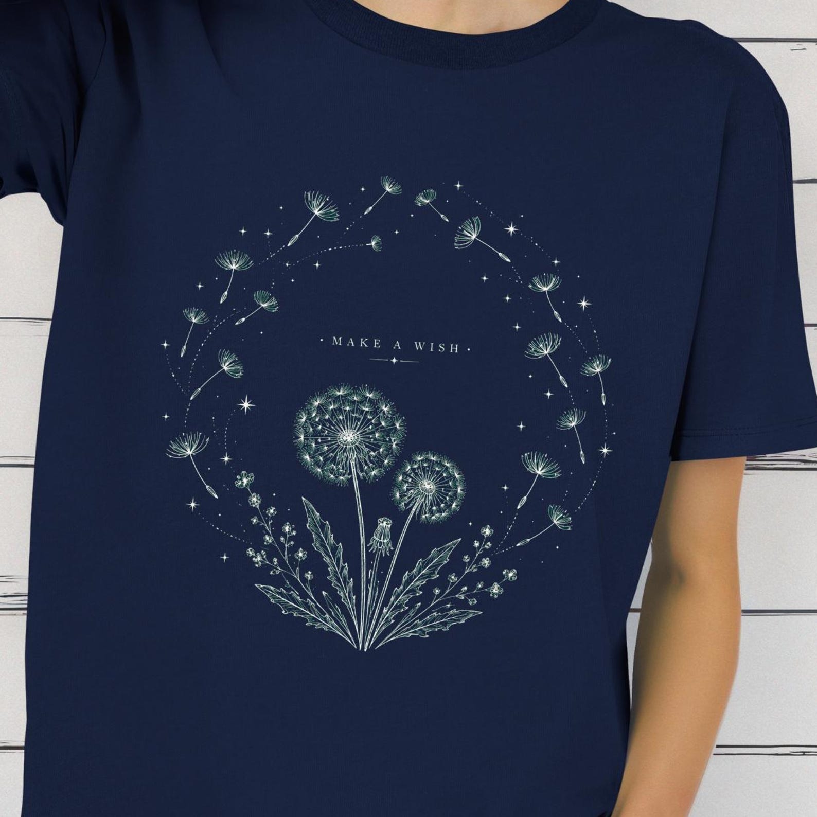 Make A Wish Shirt, Dandelion Flower Tee, Botanical Nature T shirt, Cottagecore Dandelion Tee, Cute Wildflower Shirt S