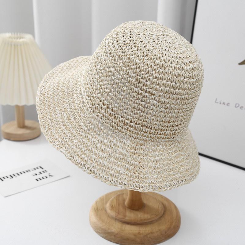 Summer new sun hat women's South Korea Dongdaemun weaving hollowed out after split fork sun protection hat fisherman hat children
