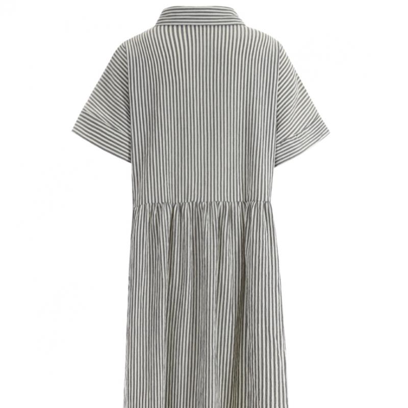 Shop   Women S Collar Neck Button Open Pocket Stripe Long dreSS Indie Pink Rc Wr
