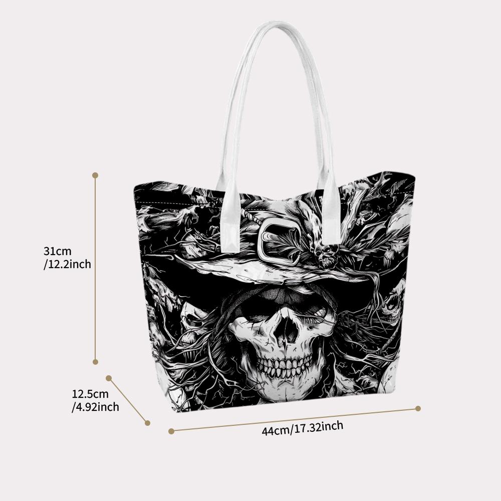Gothic Skull Pattern Tote Bag Fashion Daily Carry Handbag Stylish Street Casual Shoulder Bag