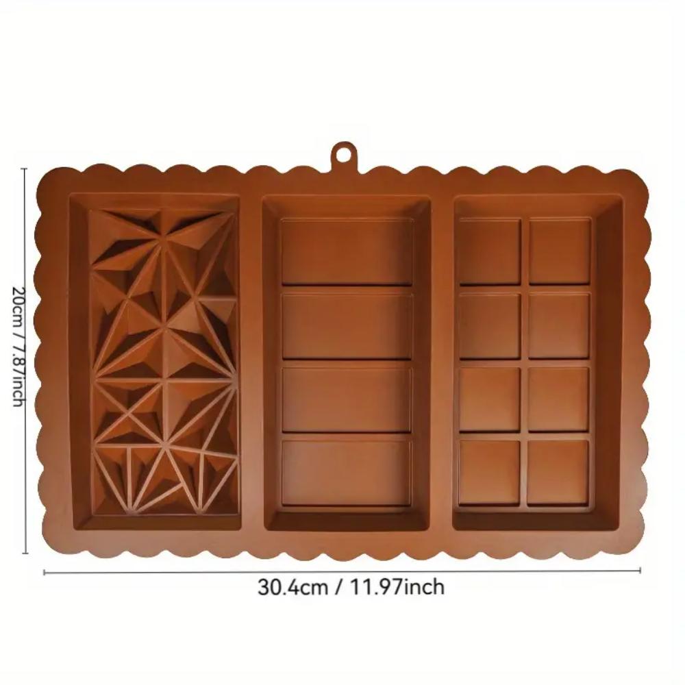 1 Stück 3-in-1 Silikon-Schokoladenform - zur Herstellung von Schokoladentafeln und Pralinen, lebensmittelecht, maximale Temperaturbeständigkeit 200°C