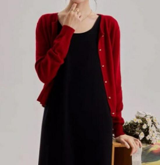 Korean Style Round Neck Knit Cardigan - Women's Trendy Long Sleeve Sweater for Spring/Autumn 2026