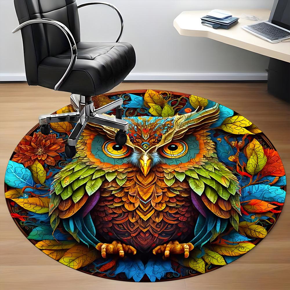 1pc Owl Nature Office Round Area Rug, Indoor Mat Suitable For Office, Under Office Chairs Bedroom Living Room Home Decor, Room Deco 146