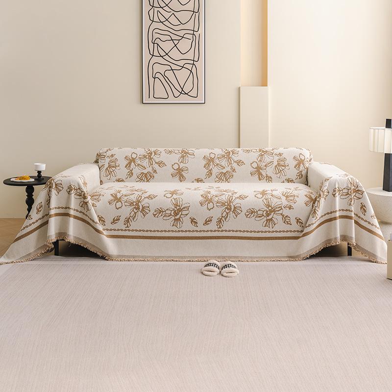 Cream Style Chenille Sofa Towel Cover Cloth Four Seasons Universal Sofa Cushion Autumn and Winter Non-Slip Full Cover Cover Towel Anti-Cat Scratch