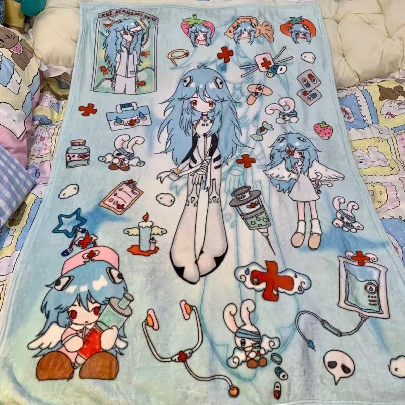 Anime Asuka Neon Genesis Evangelion Rei Ayanami Flannel Blanket Comfortable Keep Warm Office Nap Sofa Blankets Home Bed Linen
