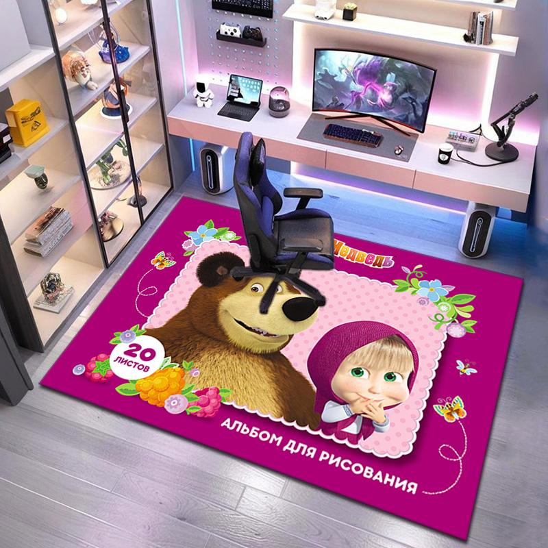 Russian animation Masha and the Bear Fairy Tale Cartoon Carpet Soft Home Living Room Bedroom Door Mat Outdoor Picnic Ground Mat rug T6