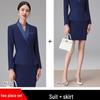 Dark Blue Women's Suit Set: Professional Attire with a Goddess Style – Perfect for Front Desk Workwear.