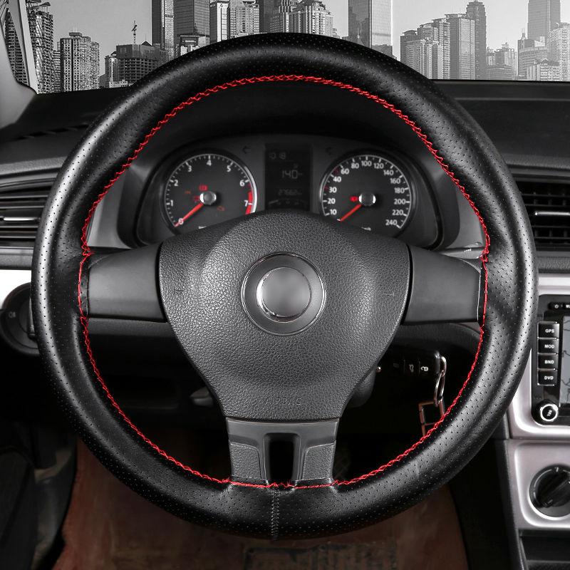 Braid On Steering Wheel Soft Auto Car Steering Wheel Cover With Needles And Thread Artificial Leather Car Styling Texture Covers