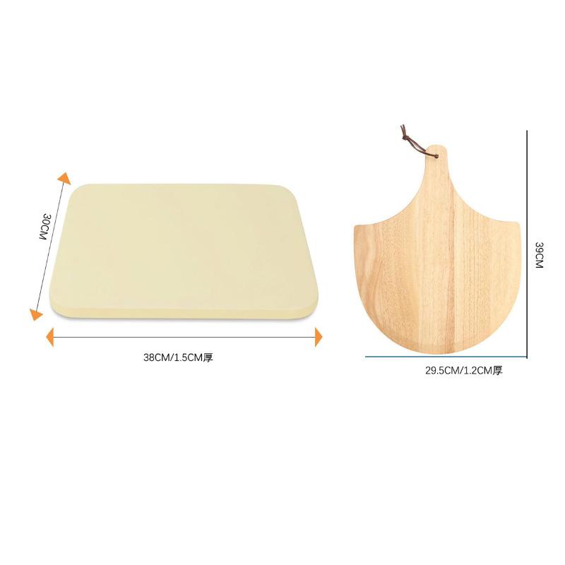 Cordierite Pizza Baking Board with Wooden Spatula and Long Cutter 13-piece Pizza Baking Pan Set