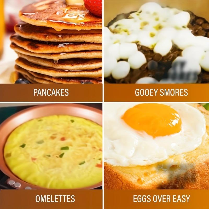 One piece double-sided pancake and omelette pan, non-stick copper-titanium coating, stainless steel handle