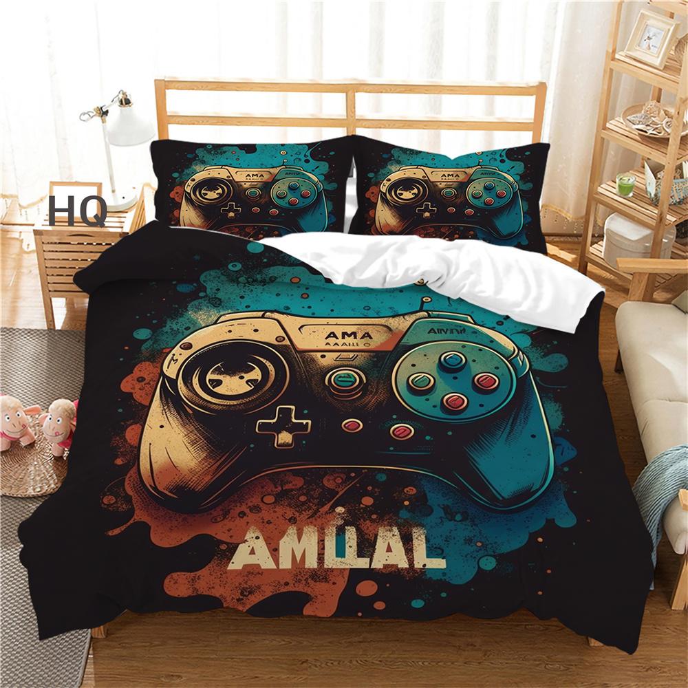 Huse de Plapumă Imprimate pentru Consolă de Jocuri Set de Lenjerie de Pat Mărime Completă Husă Design Bărbat Copil Textile de Casă de Rang Înalt