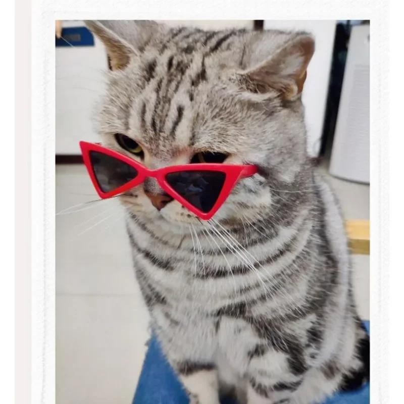 Vintage Triangular Pet Cat Sunglasses Pet Products for Small Dogs Kitten Puppy Cat Accessories Reflection Eyewear Glasses