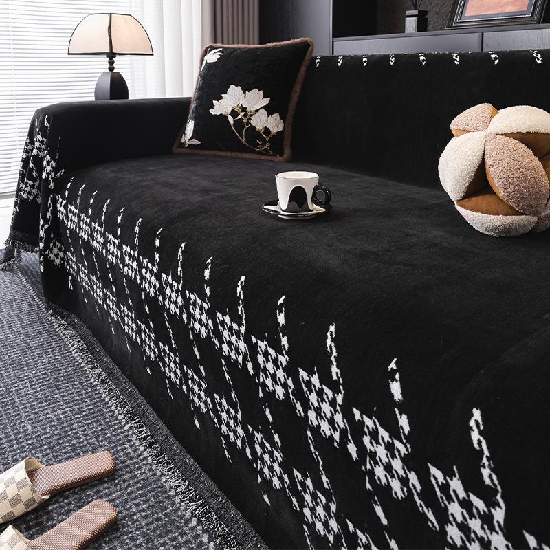 

New Sofa Cover One-Piece All-Inclusive Sofa Cushion Oversized Anti-Cat Scratch Black Dirt-Resistant Sofa Cover 180*130cm