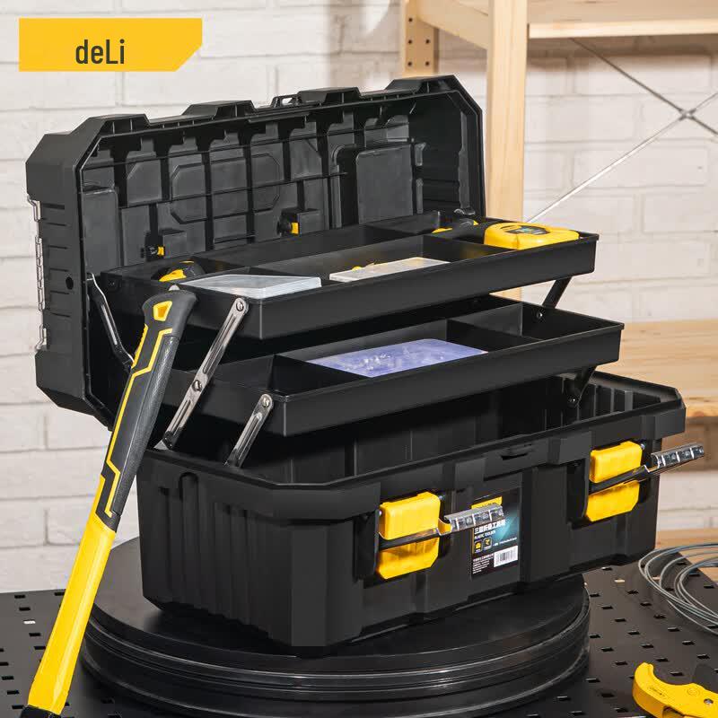 Deli 21-inch Reinforced 3-Layer Folding Tool Box
