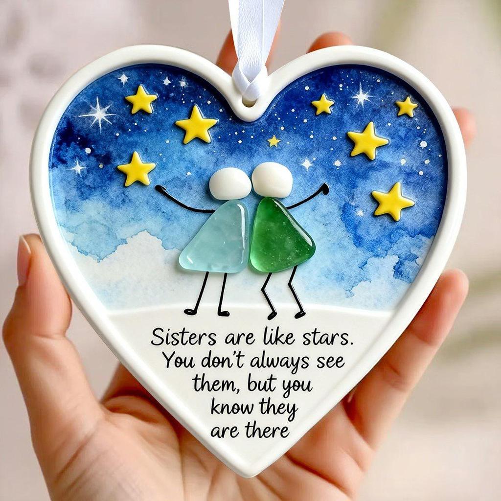 Cross-Border Friendship Sea Glass Heart Ornament