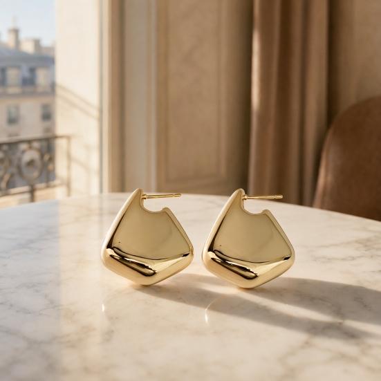 1 Pair Chunky Earrings for Women, Polished Geometric Dangle Earrings, Large Statement Jewelry Accessories