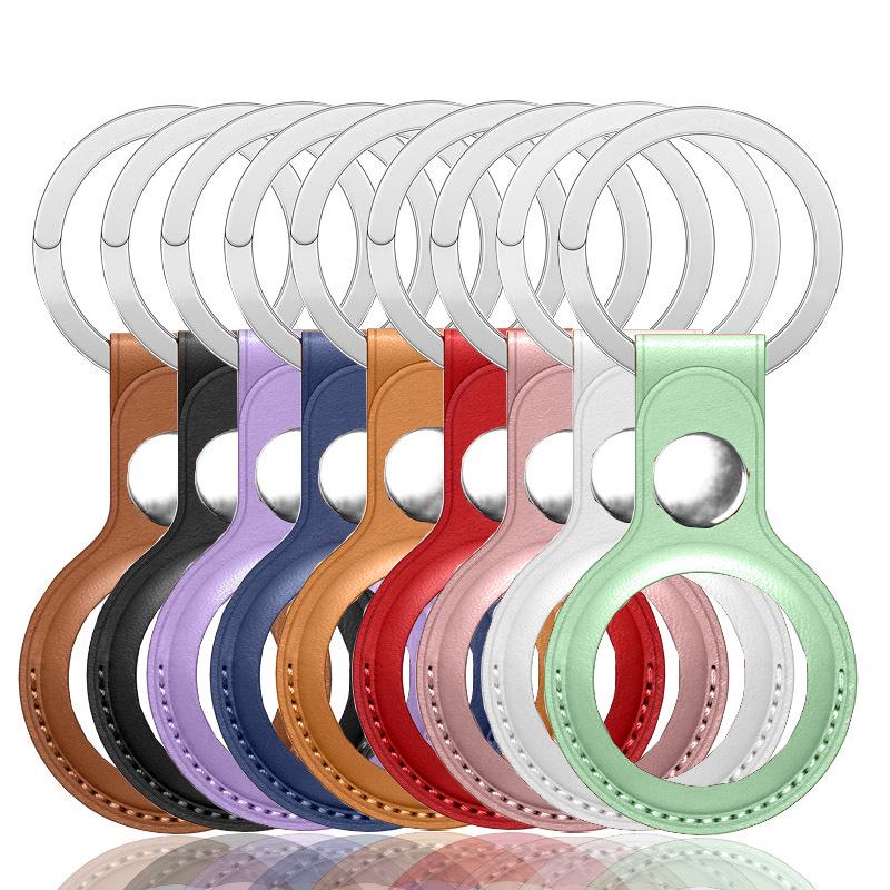 Apple AirTag Pet Tracker Protective Case with PU Leather and Finger Ring Buckle for Elderly - Anti-Lost Device