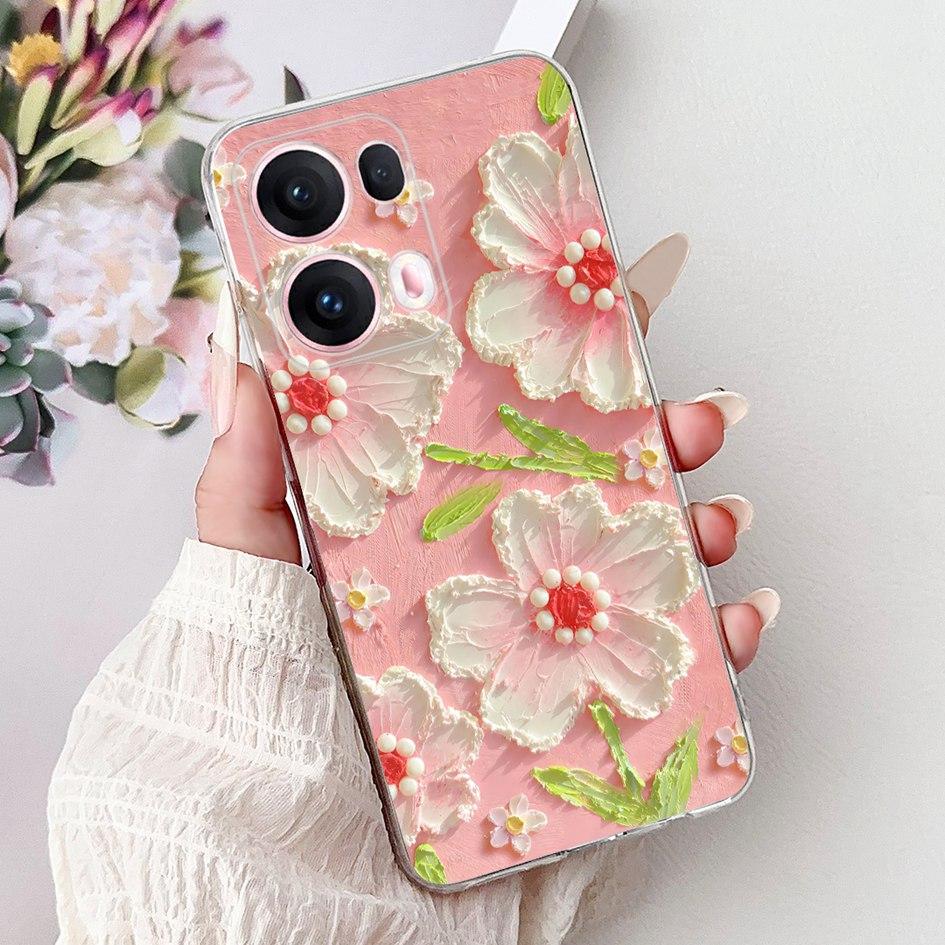 For OPPO Reno13 Pro 5G Case CPH2697 Fashion Flower Butterfly Soft Silicone Phone Cover For OPPO Reno 13 CPH2689 Reno13Pro Bumper