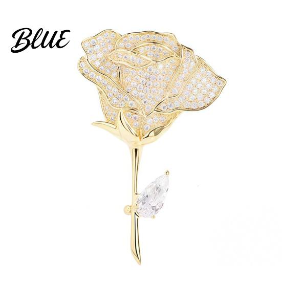 Exquisite Jewelry Gift Rose Brooch with Diamonds Dazzling Alloy Lapel
