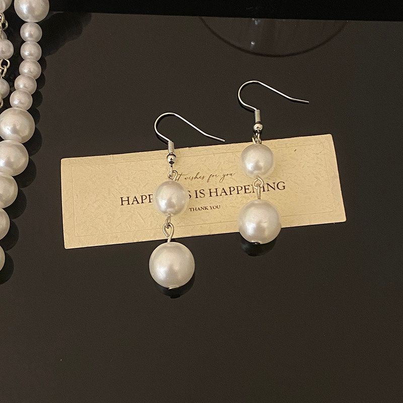 Fashion Exaggerated Multi-Layer Pearl Necklace and Earrings Suite Women's Fashion Long Heavy Industry Sweater Chain Elegant Classy Accessories