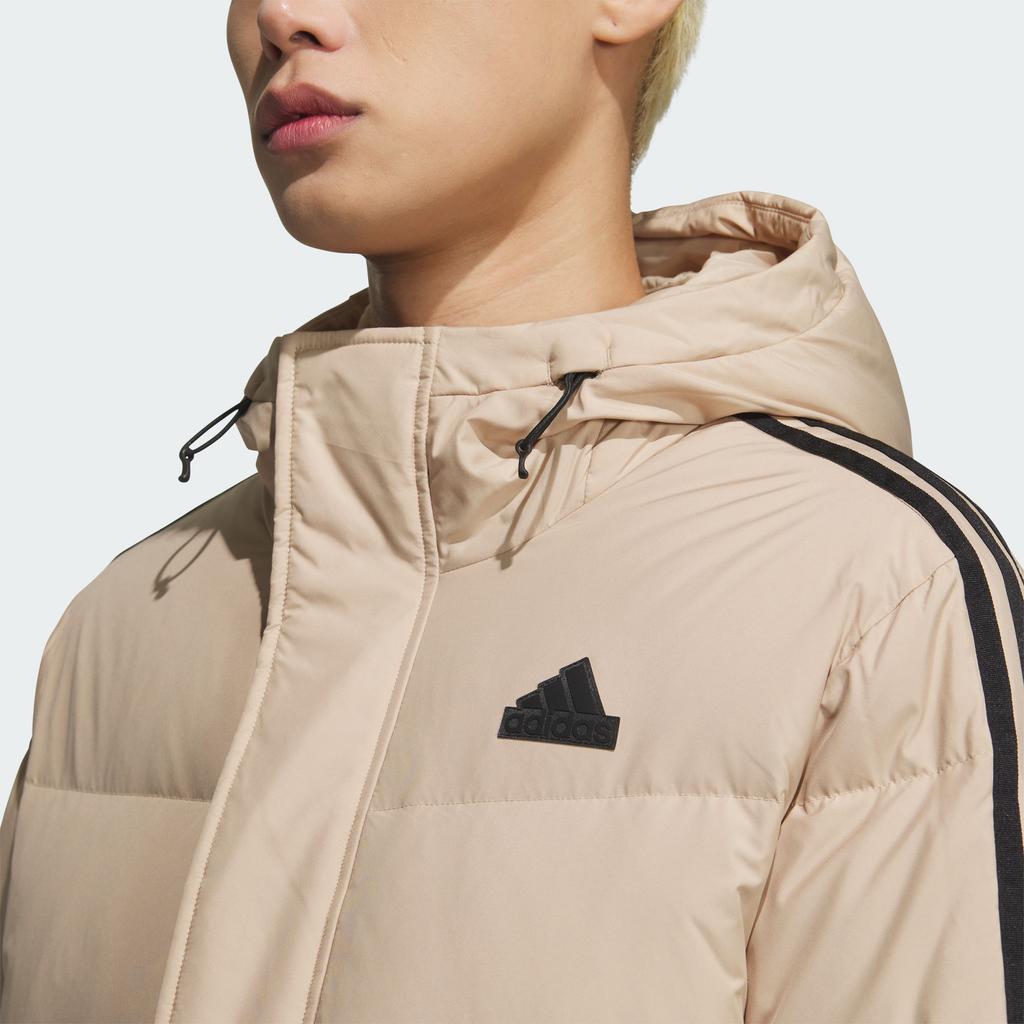 Adidas Long Down Comfortable Casual Versatile Long Warm Down Jacket Unisex Outerwear Light-Brown JM9151
