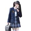 High School Girl Uniform Blazer JK Uniform Cosplay Costume 5 Piece Set Ribbon Shirt Pleated Skirt Check Set School Commuting Mori Girl School Festival