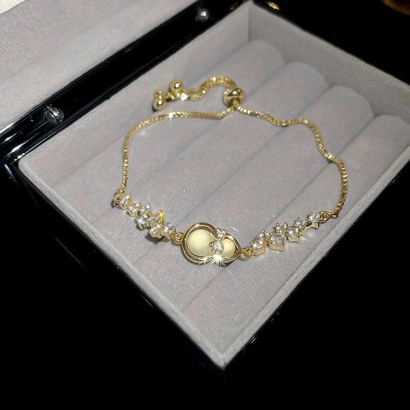 14k Real Gold Electroplated Zircon Gourd Bracelet, Exquisite Temperament Bracelet, Personalized Versatile Jewelry Women