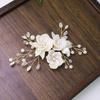 Korean Style Bridal Headdress: White Seashell Petals & Pearl Crystal Hairpin