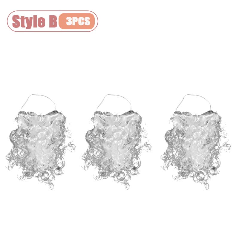 Santa Claus White Beard Mustache Christmas Costume Prop Fake Beard for Adults Kids Party Dress Up Accessory Cosplay Decoration