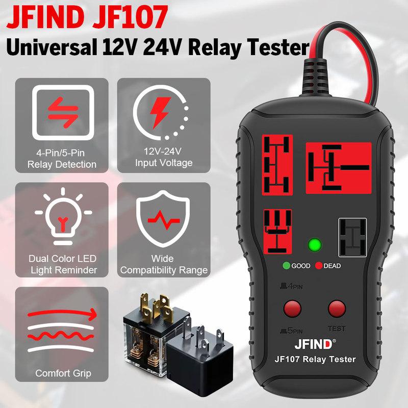 Car Relay Tester Voltage Tester Universal 12V 24V LED Indicator Light Automotive Car Battery Check Relay Diagnostic Tools JF107 Relay Tester