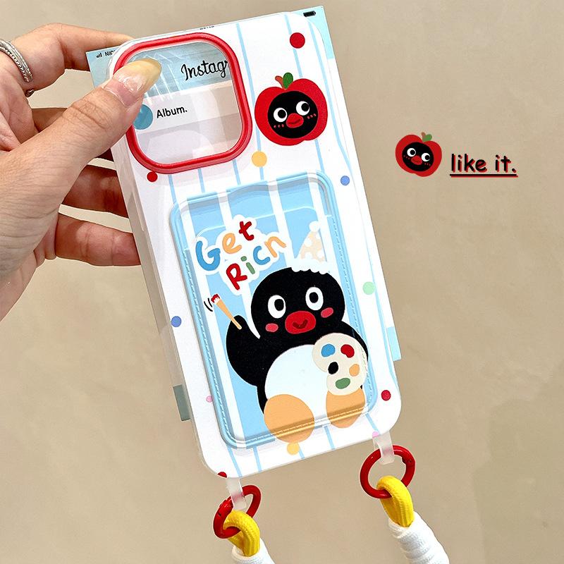 

Cartoon Penguin Cute Applicable Iphone15promax Apple 16 Mobile Phone Case Lanyard Card Bag 14 Protective Cover 13 Apple 16PROMAX