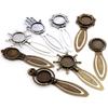 Neue Mode 2 Stück 18mm Innenmaß Antik Silber Plated und Bronze Vintage Stil Handgemacht Lesezeichen Cabochon Basis Cameo Fassung