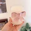 Pink Bow Transparent Glass Milk Coffee Juice Glass High Borosilicate Heat-Resistant Glass Dessert Yogurt Bowl with Bow Handle