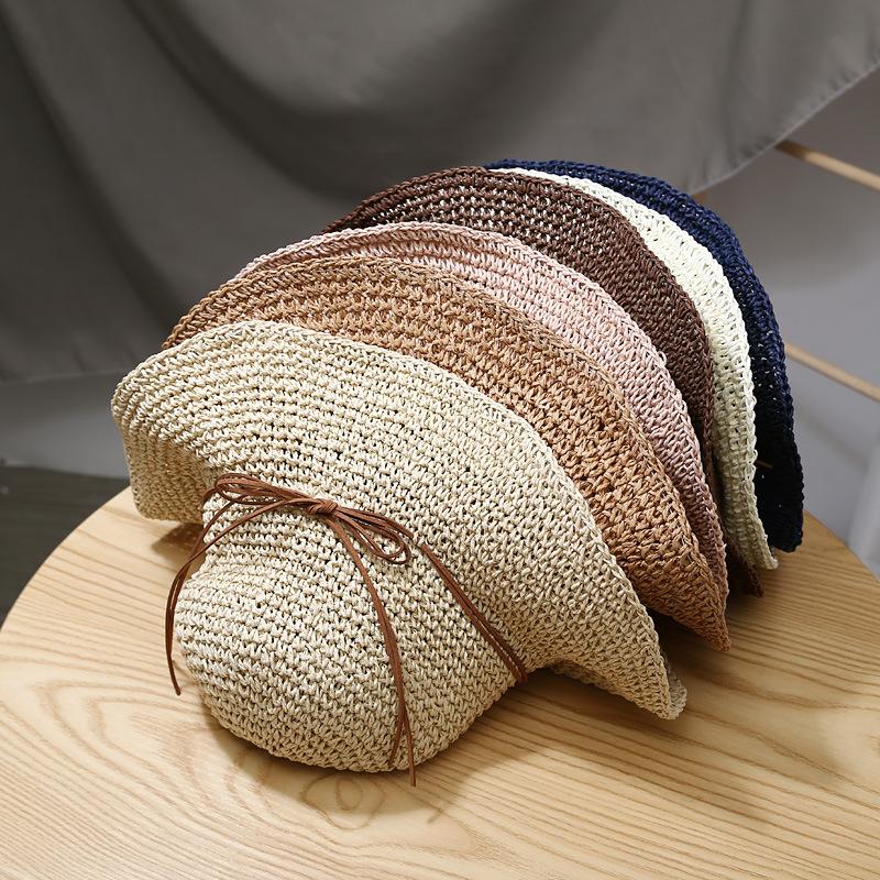 Women's Summer Straw Hat, Fresh and Simple Korean Style, Versatile for Beach Trips, Sunshade Sun Hat, Wide Brim Sun Protection Fisherman Hat