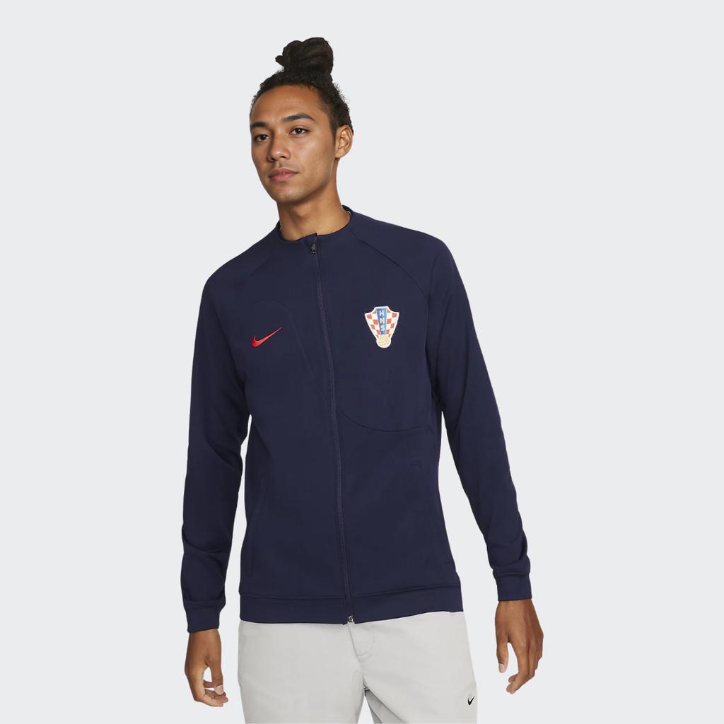 Nike Kroatien Akademie Profi-Fußballtraining Logo-Druck Reißverschluss Freizeitjacke Herren Oberbekleidung Marineblau DH4743-498