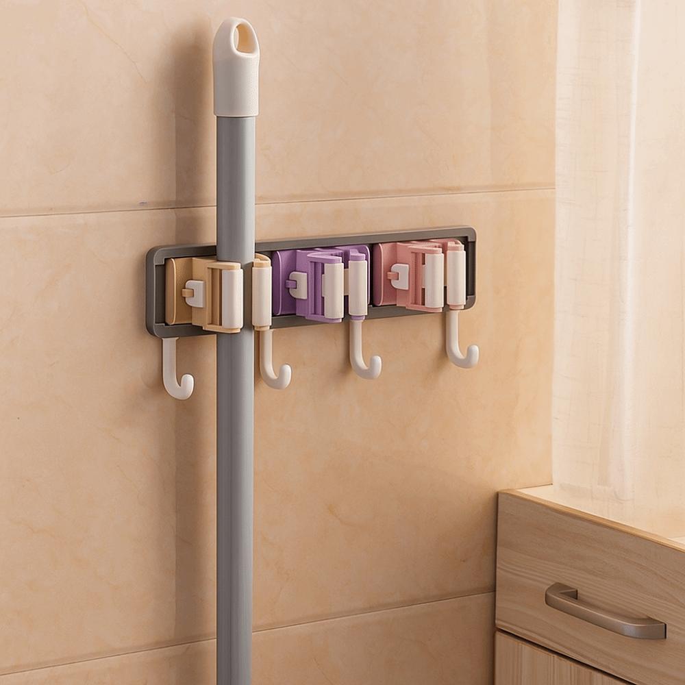 Clip Design Mop Holder Multi-Purpose Mop Broom Organizer Rack Wall Mounted Mop Clip  Kitchen