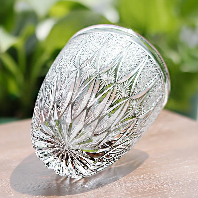 Jinzhi Japanese-style Juice Cup Artificially Carved Edo Cut Handmade Whiskey Crystal Glass Wine Glass Gray Qiro