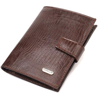 Original Medium Size Vertical Men's Wallet Made of Genuine Leather with Embossing CANPELLINI 21734 Brown