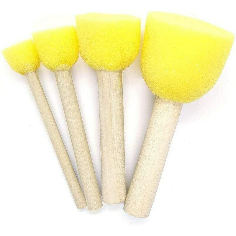 4pcs/set Sponge Paint Brush Wooden Handle Sponge Foam Brushes Art Painting Tool 4pcs/set Sponge Paint Brush Wooden Handle Sponge Foam Brushes Art Painting Tool