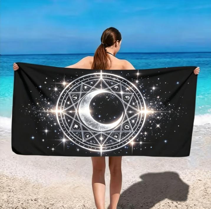 Large Microfiber Beach Towel,Mystical Dreamcatcher with Blue Butterflies Art,Sand Free Quick Dry,for Vacation  Boho Style Lovers