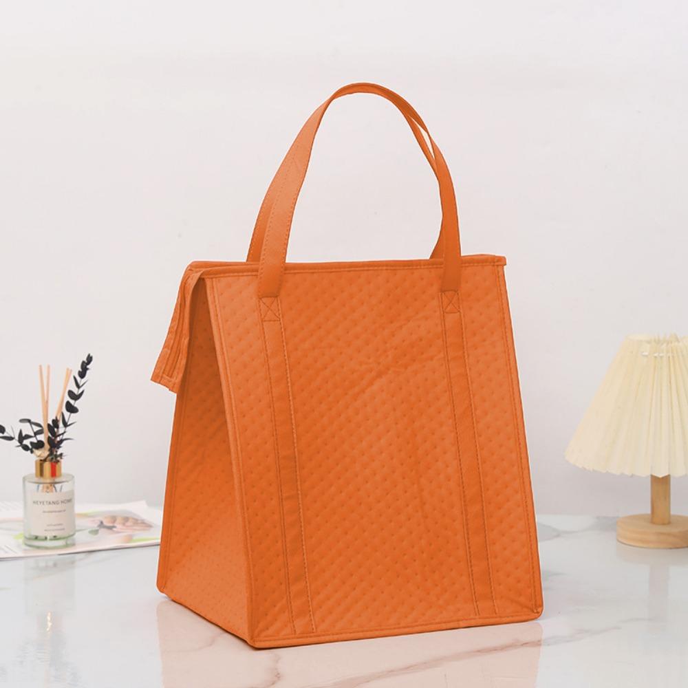 Portable Non-woven Thermal Cooler Bag Folding Large Capacity Tin Foil Handbag with Zipper Insulated Lunch Box Picnic Camping