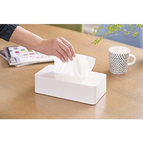 Ohe ABS Resin Tissue Box, Rectangular, White, Approx. 24.5cm H X 13cm W X 7cm D, Smart Home II, Paper Holder, Tissue Box with Magnet, Simple Design, M