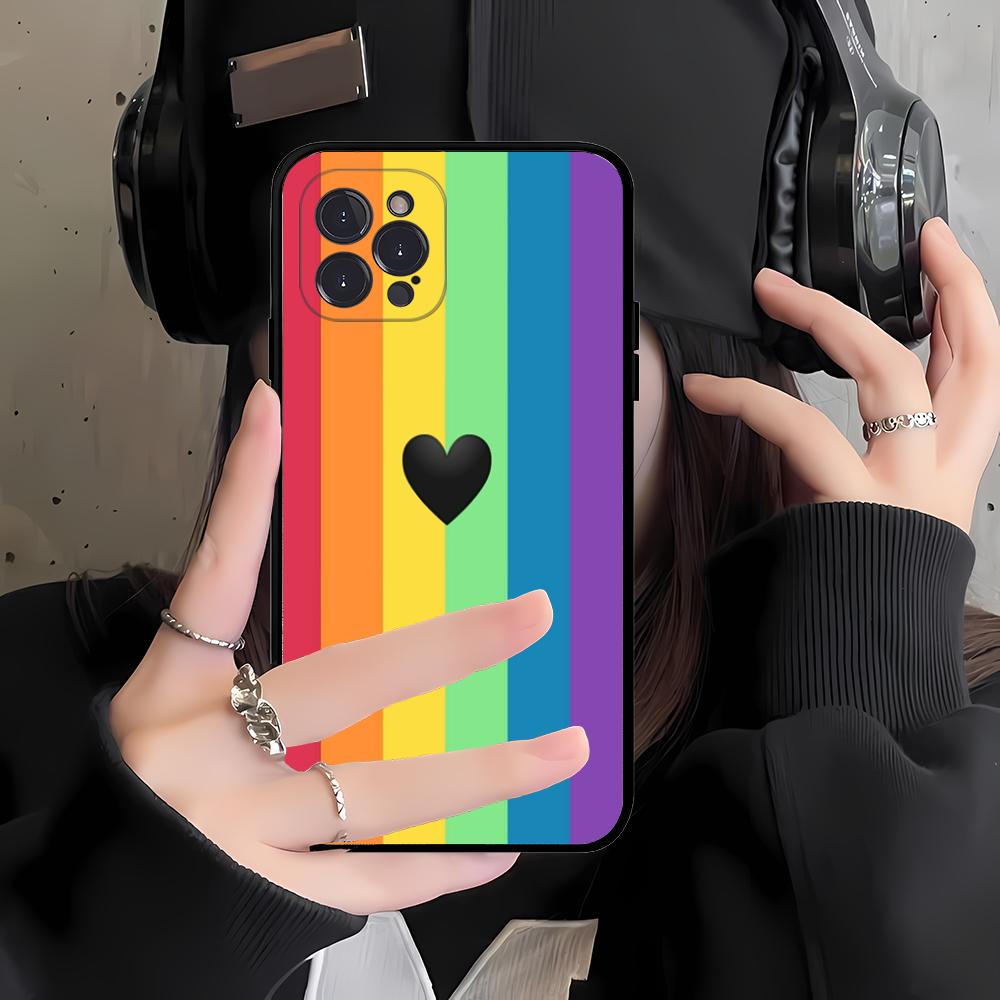 Colorful Rainbow Stripe Phone Case Silicone Soft for iphone 16 15 14 13 12 11 Pro Mini XS MAX Plus X Cover