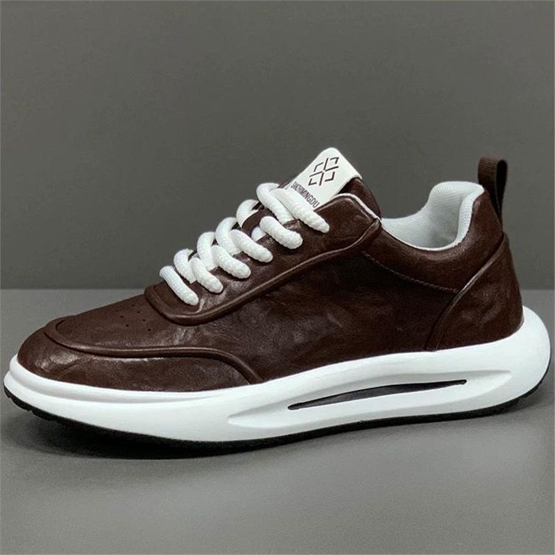 Hong Kong new spring and autumn leather solid color sports casual shoes soft sole dad shoes ysd