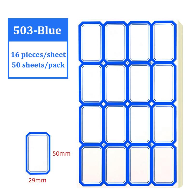 Self-Adhesive Label Stick,50 Sheets/Pack Adhesive Paper,Handwritten Blank Red Blue Category Tags,Office And School Supplies