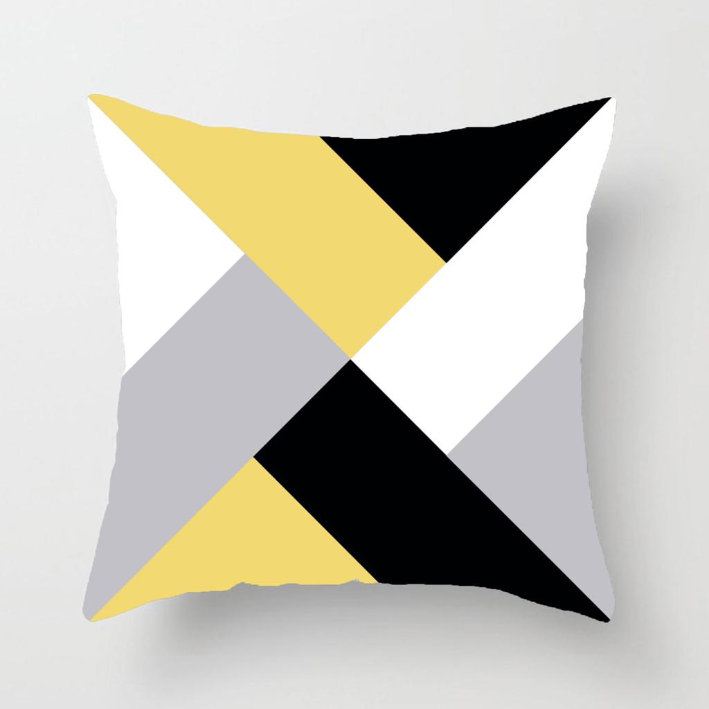 Warmgelbes und graues geometrisches Streifenmuster Kissenbezug Sofakissen verdickt Kurzplüsch Einfacher Kissenbezug Enthält keine Kissenbezüge