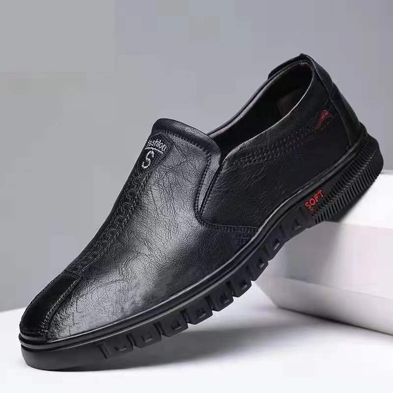 Men's Shoes 2025 New Men's Casual Leather Shoes British One-pedal Doudou Shoes Men's Dad Shoes Soft Leather Sole Leather Shoes